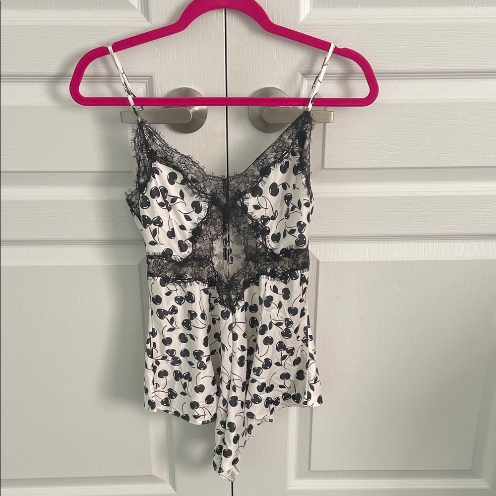 Victoria's Secret Black and White Lace Teddy Romper